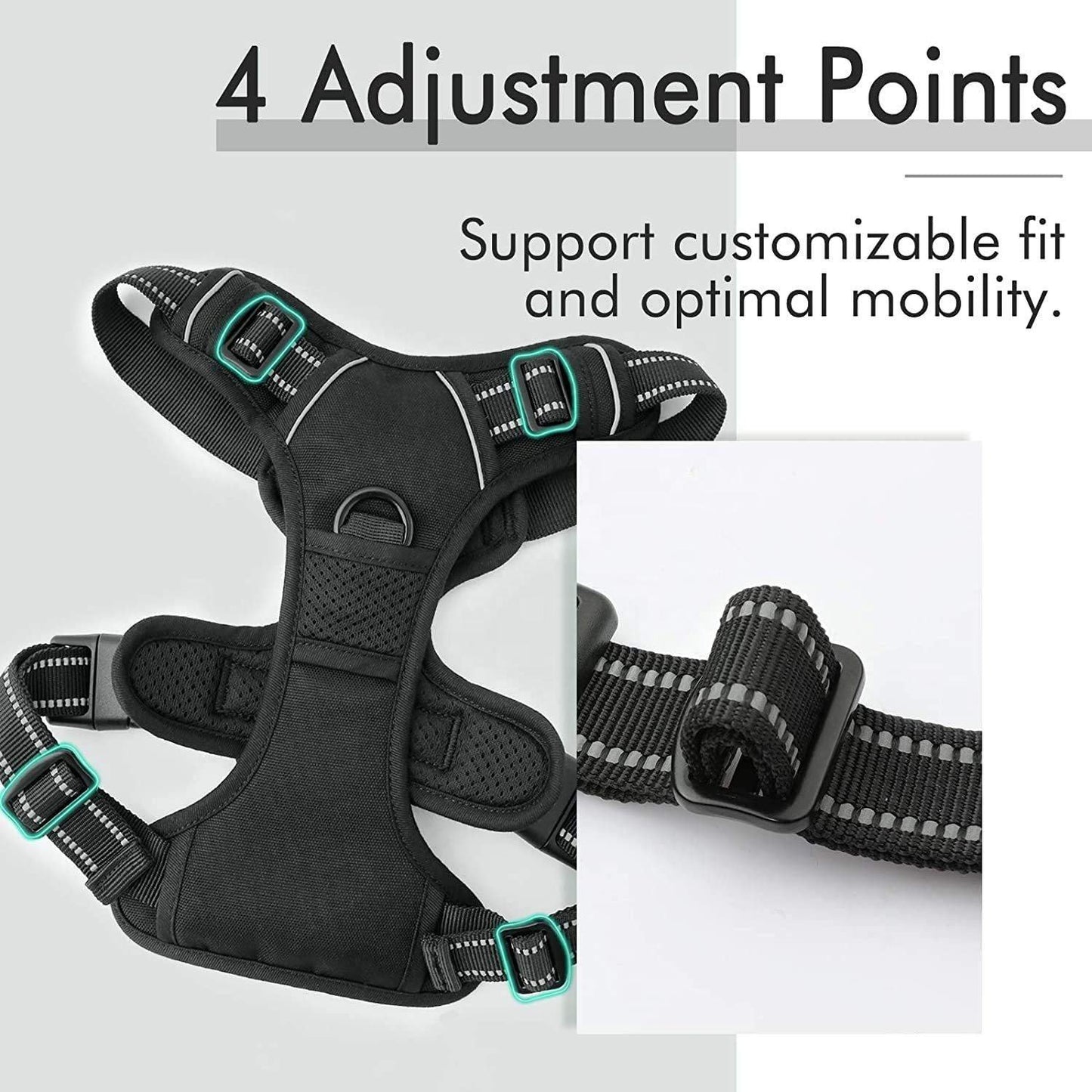 Adjustable pet harnesses for secure and comfortable walks