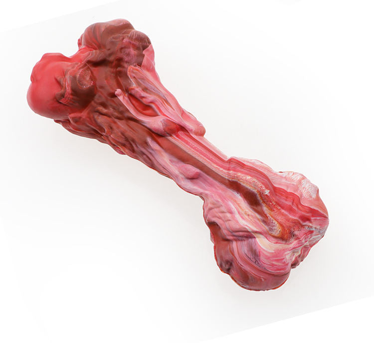 Raw Meat Color Rubber Interactive Chewing Bone