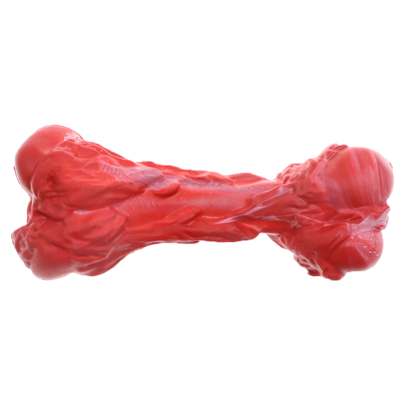 Raw Meat Color Rubber Interactive Chewing Bone