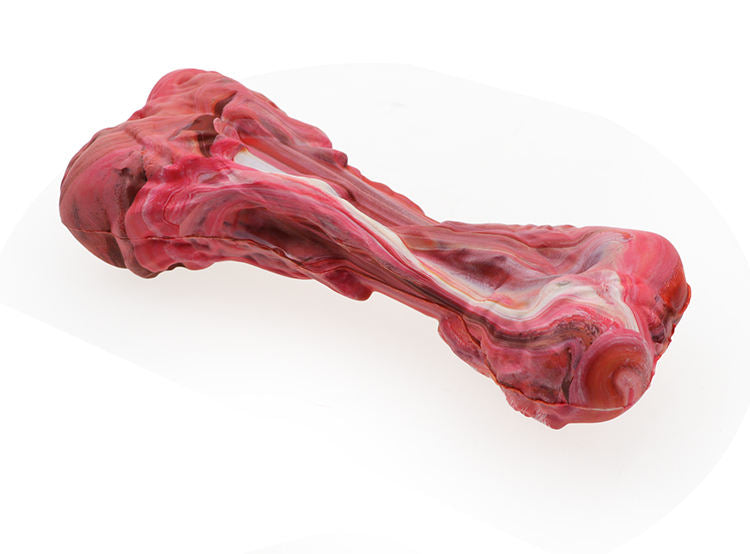 Raw Meat Color Rubber Interactive Chewing Bone