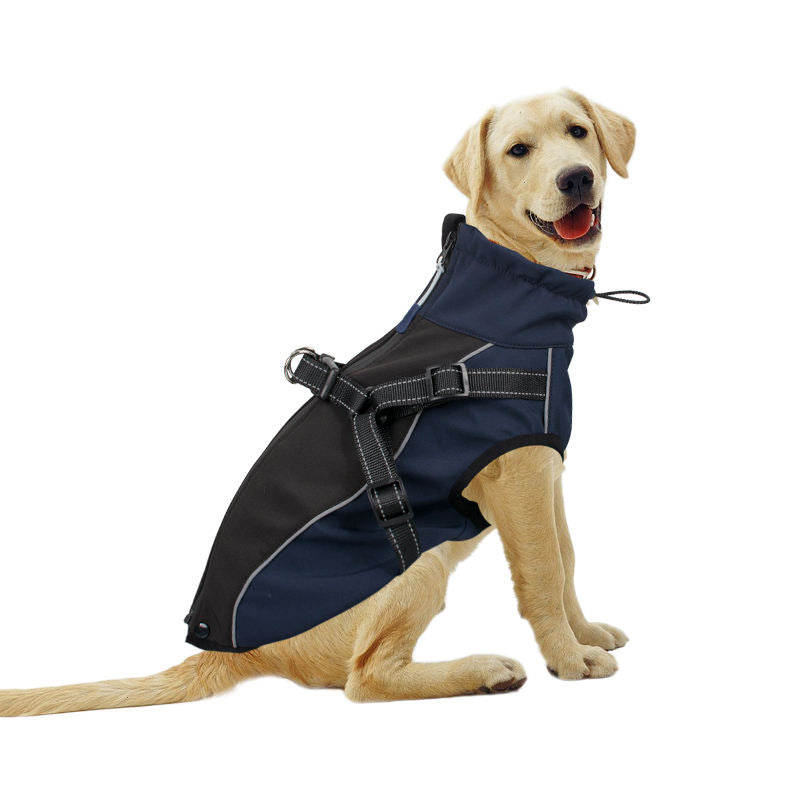 Dog coat with harnesses built in