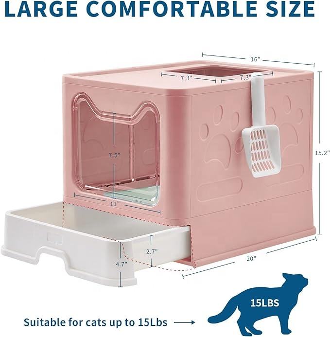 Foldable Large Space Enclosed Cat Litter Box